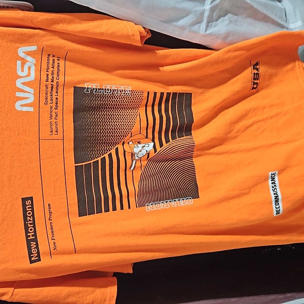 Men's neon orange NASA graphic tee by Chemistry size L